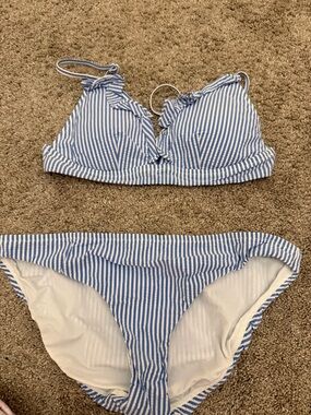 J. Crew Blue and White Striped Bikini Bottoms